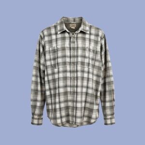 L.L. Bean Men's Black and White Plaid Shirt, Size Large